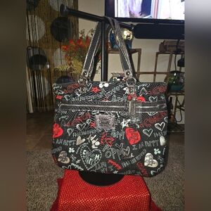 Coach Y2K Poppy Graffiti Hearts Tote Bag EUC